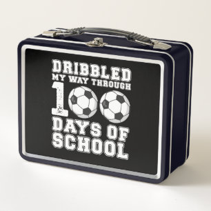Dribbled My Way Through 100 Days School Soccer Metal Lunch Box