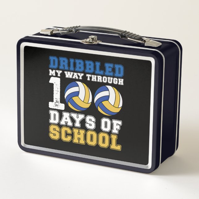 Dribbled My Way Through 100 Days School Volleyball Metal Lunch Box (Front)