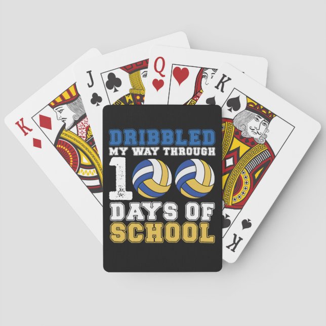 Dribbled My Way Through 100 Days School Volleyball Playing Cards (Back)