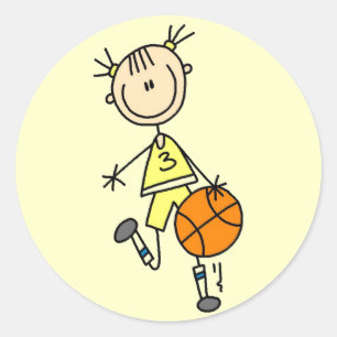 Dribbling Girl Basketball Tshirts and Gifts Classic Round Sticker