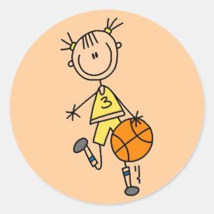 Dribbling Girl Basketball Tshirts and Gifts Classic Round Sticker