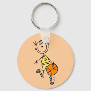 Dribbling Girl Basketball Tshirts and Gifts Key Ring