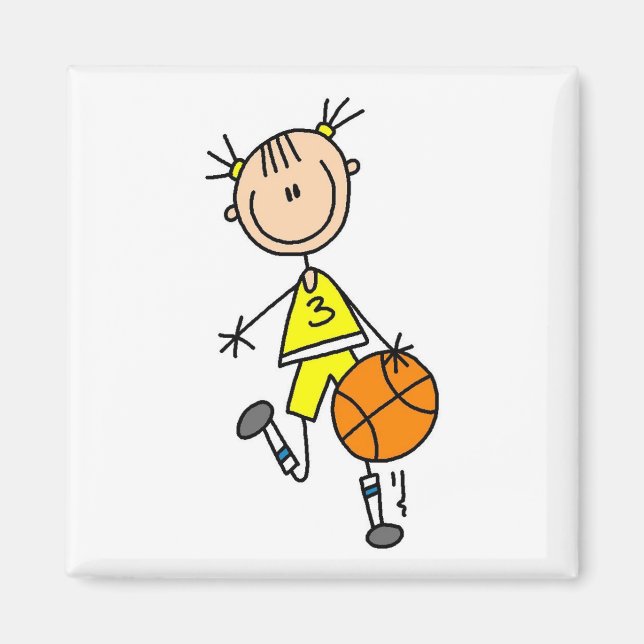 Dribbling Girl Basketball Tshirts and Gifts Magnet (Front)