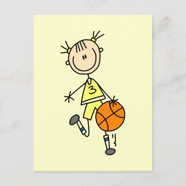 Dribbling Girl Basketball Tshirts and Gifts Postcard (Front)