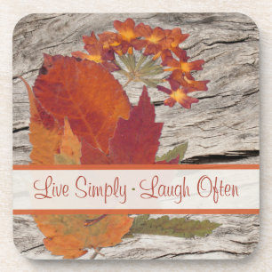 Dried Autumn Leaves and Flowers Coaster Set (6)