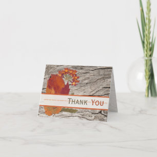 Dried Autumn Leaves and Flowers Thank You Card