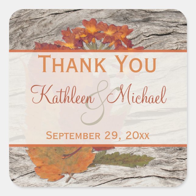 Dried Autumn Leaves, Flowers 1.5" Wedding Sticker (Front)