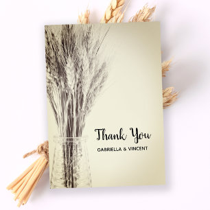 Dried Barley Bottle Country Farm Wedding Thank You Card