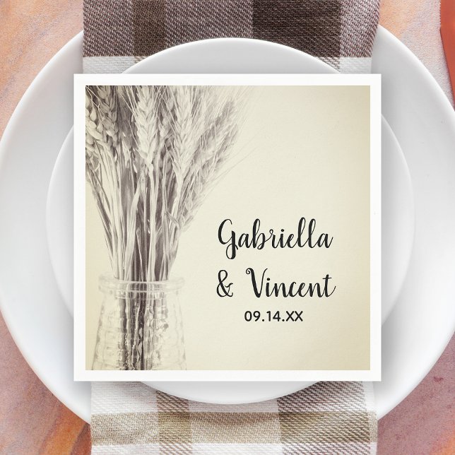 Dried Barley in Bottle Country Farm Wedding Napkin (Creator Uploaded)
