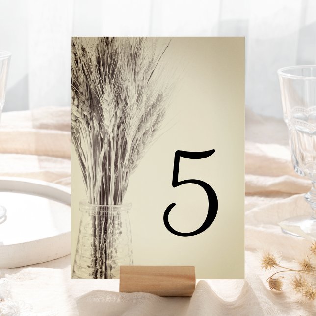 Dried Barley in Bottle Country Farm Wedding Table Number (Creator Uploaded)