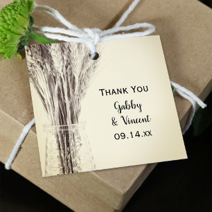 Dried Barley in Milk Bottle Farm Wedding Favour Tags