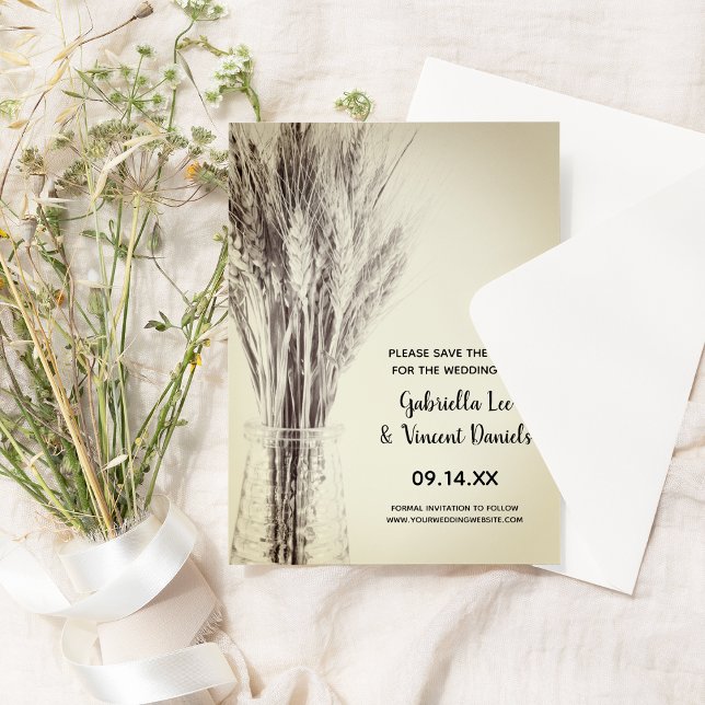Dried Barley in Milk Bottle Wedding Save the Date (Creator Uploaded)