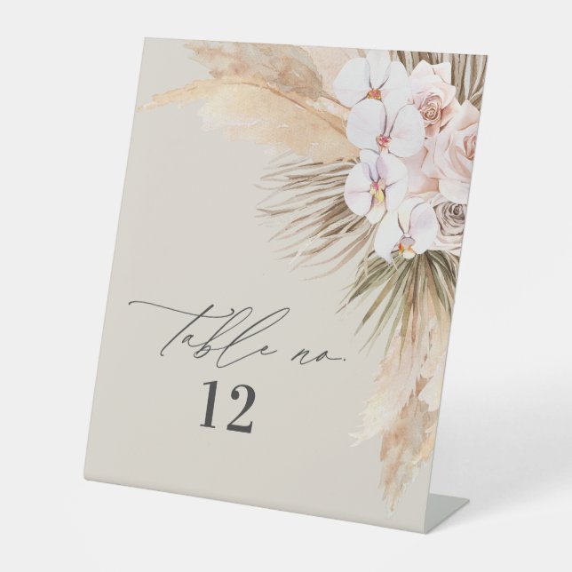 Dried botanical pampas natural botanical rustic pe pedestal sign (Front)