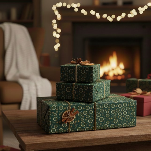 Dried Citrus & Gold Pattern Wrapping Paper (Creator Uploaded)