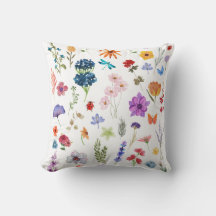 Dried colorful small watercolor flowers
