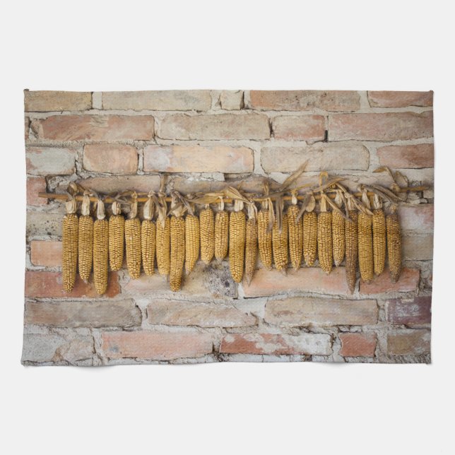 Dried Corn Cobs Tea Towel (Horizontal)