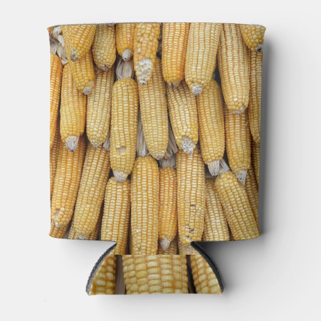 Dried Corn Stack: Textured Can Cooler (Front)