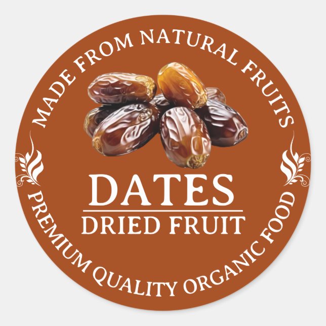 Dried Dates Fruit Custom Label Sticker (Front)