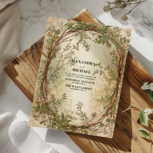 Dried Fan Palm Oasis Botanical Wedding  Invitation