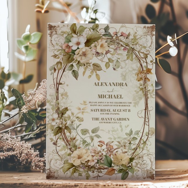 Dried Fan Palm Oasis Botanical Wedding  Invitation (Creator Uploaded)
