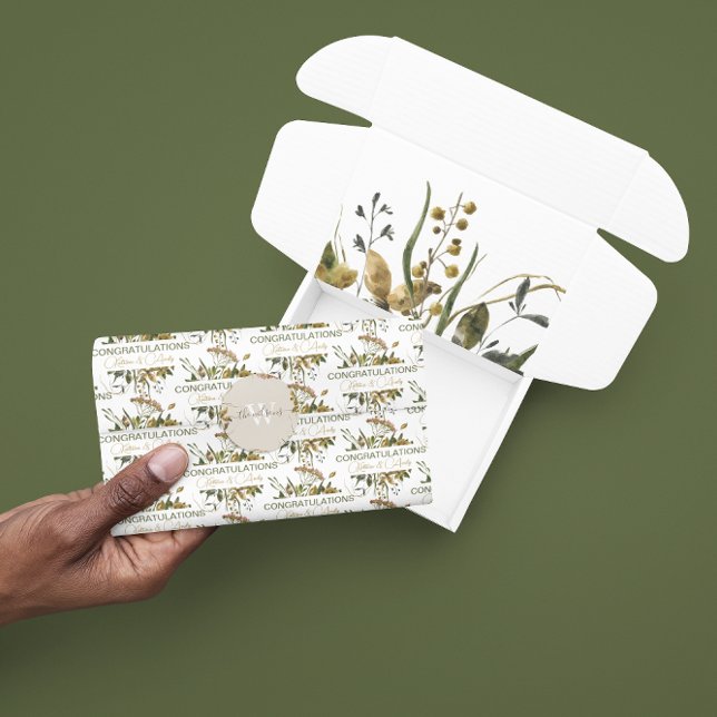 Dried Floral Congratulations Tissue Paper  (Congratulate a special couple with this beautiful dried floral tissue paper! Matching collection! )