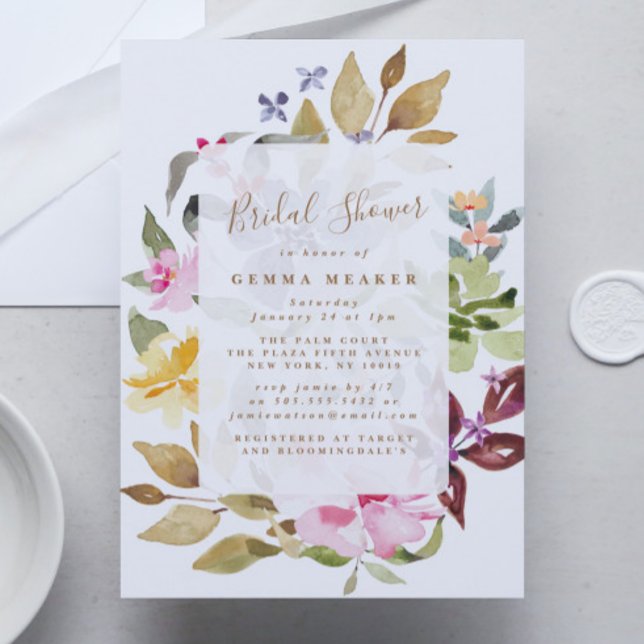 Dried Floral Watercolor Bridal Shower Invitation (Creator Uploaded)