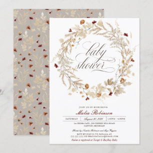 Dried Floral Wildflowers Autumn Fall Baby Shower Invitation