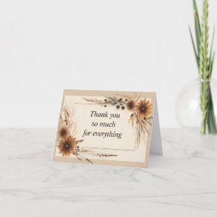 Dried Flower and Grass Frame and Border Thank You Card