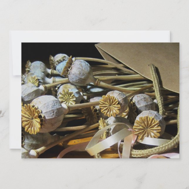 Dried Flower Poppy Pods Invitation (Front)