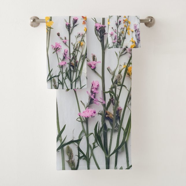 DRIED FLOWERS AESTHETIC FLORAL WILDFLOWER BATH TOWEL SET (Insitu)