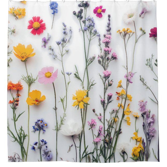 DRIED FLOWERS AESTHETIC FLORAL WILDFLOWER SHOWER CURTAIN (Front)
