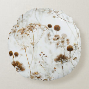 Dried Flowers and Twigs Round Cushion