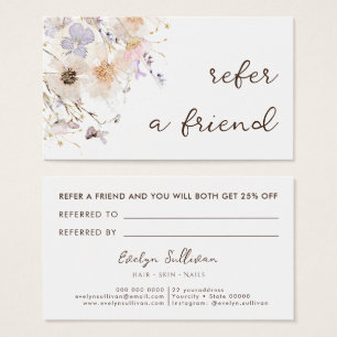 Dried flowers elegant referral card
