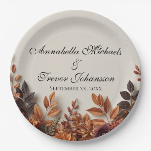 Dried Flowers Fall Floral Custom Name Paper Plate