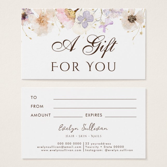Dried flowers gift card (Front & Back)