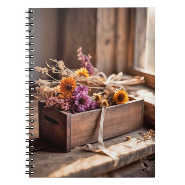 Dried Flowers In Wooden Box Notebook (Front)