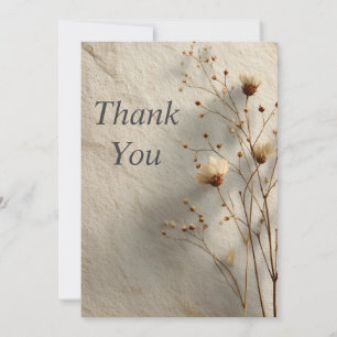 Dried Flowers on Cream Stone Thank You Card
