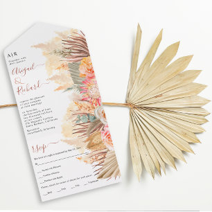 Dried flowers, pampas grass and palm leaf wedding all in one invitation