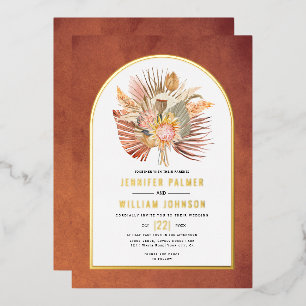 Dried flowers pampas grass terracotta wedding gold