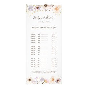 Dried flowers price list rack card