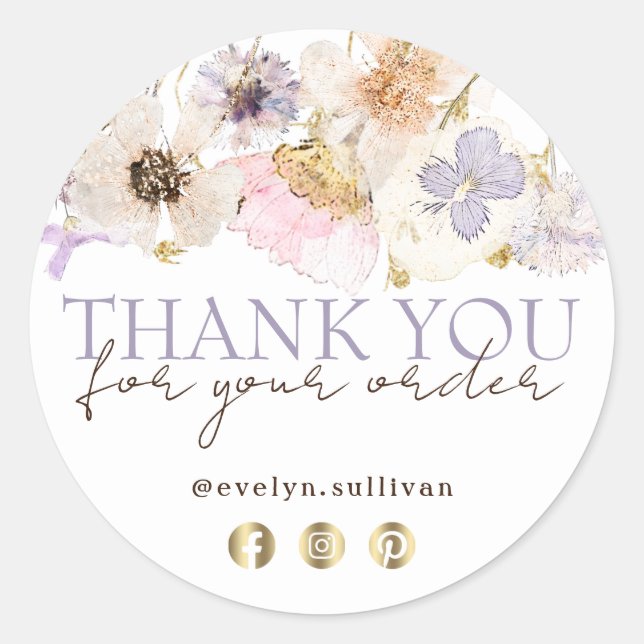 Dried flowers thank you sticker (Front)