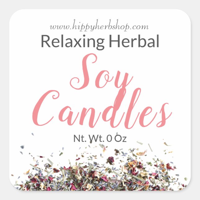 Dried Herbal Extracts Soy Candles Labels (Front)