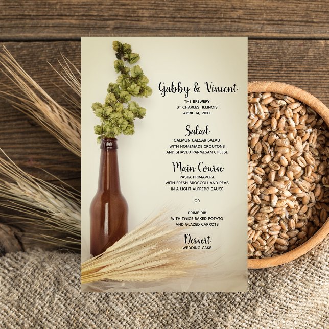 Dried Hops and Wheat Brewery Wedding Menu (Creator Uploaded)
