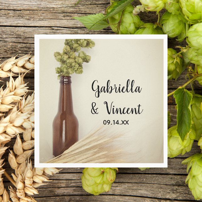 Dried Hops and Wheat Brewery Wedding Napkin (Creator Uploaded)