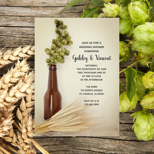 Dried Hops and Wheat Brewery Wedding Shower  Invitation (Creator Uploaded)