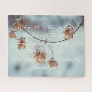 Dried Hops Garland in the Snowy Background Poster Jigsaw Puzzle