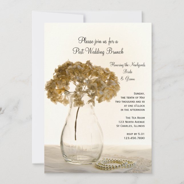 Dried Hydrangea Post Wedding Brunch Invitation (Front)