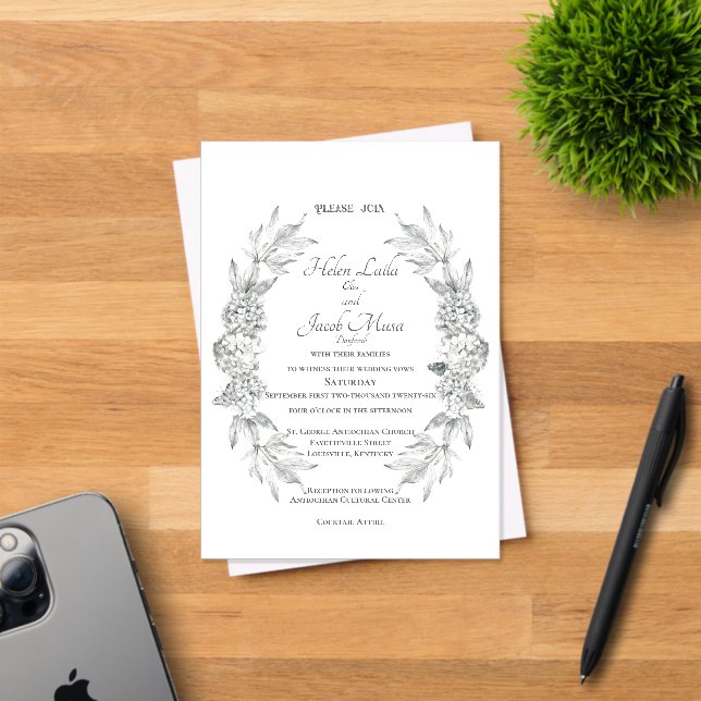 Dried Hydrangeas Acrylic Frosted Wed. Invitation  (Insitu (Invitation Card))