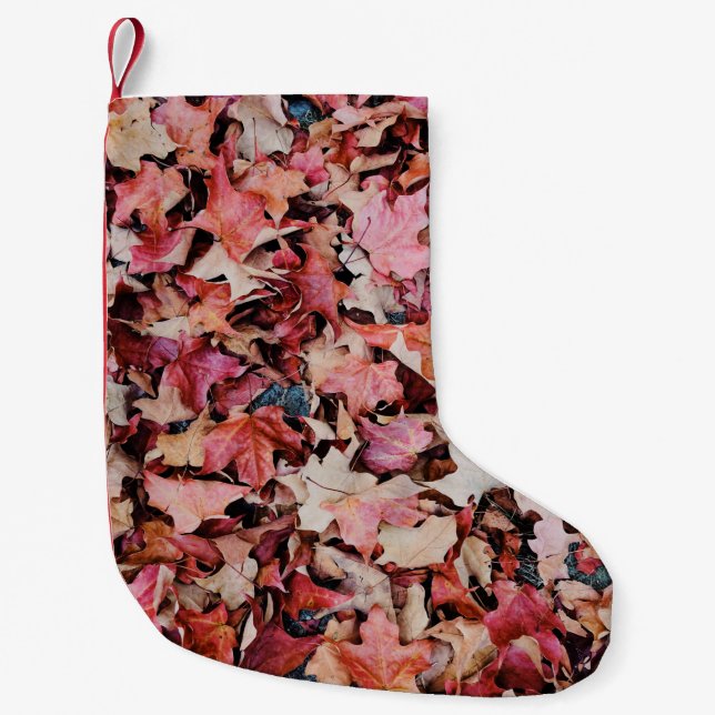 Dried leaves small christmas stocking (Front)