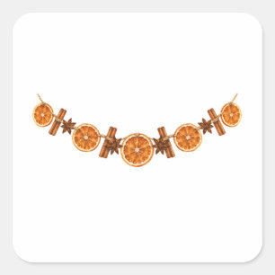 Dried Orange and Cinnamon Garland Square Sticker